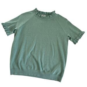 J.Crew Girls Seafoam Green Short Sleeve Ruffle Sweater Size XXL (15-16)